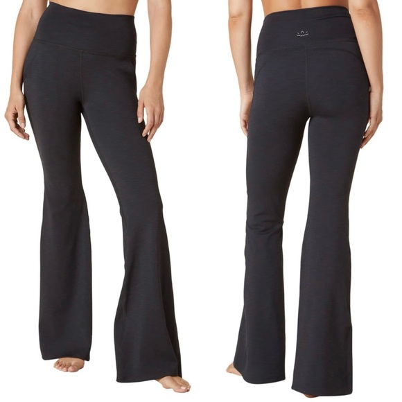 Beyond Yoga Pants - Beyond Yoga Women's Heather Rib All Day Flare Pants in Black Size L